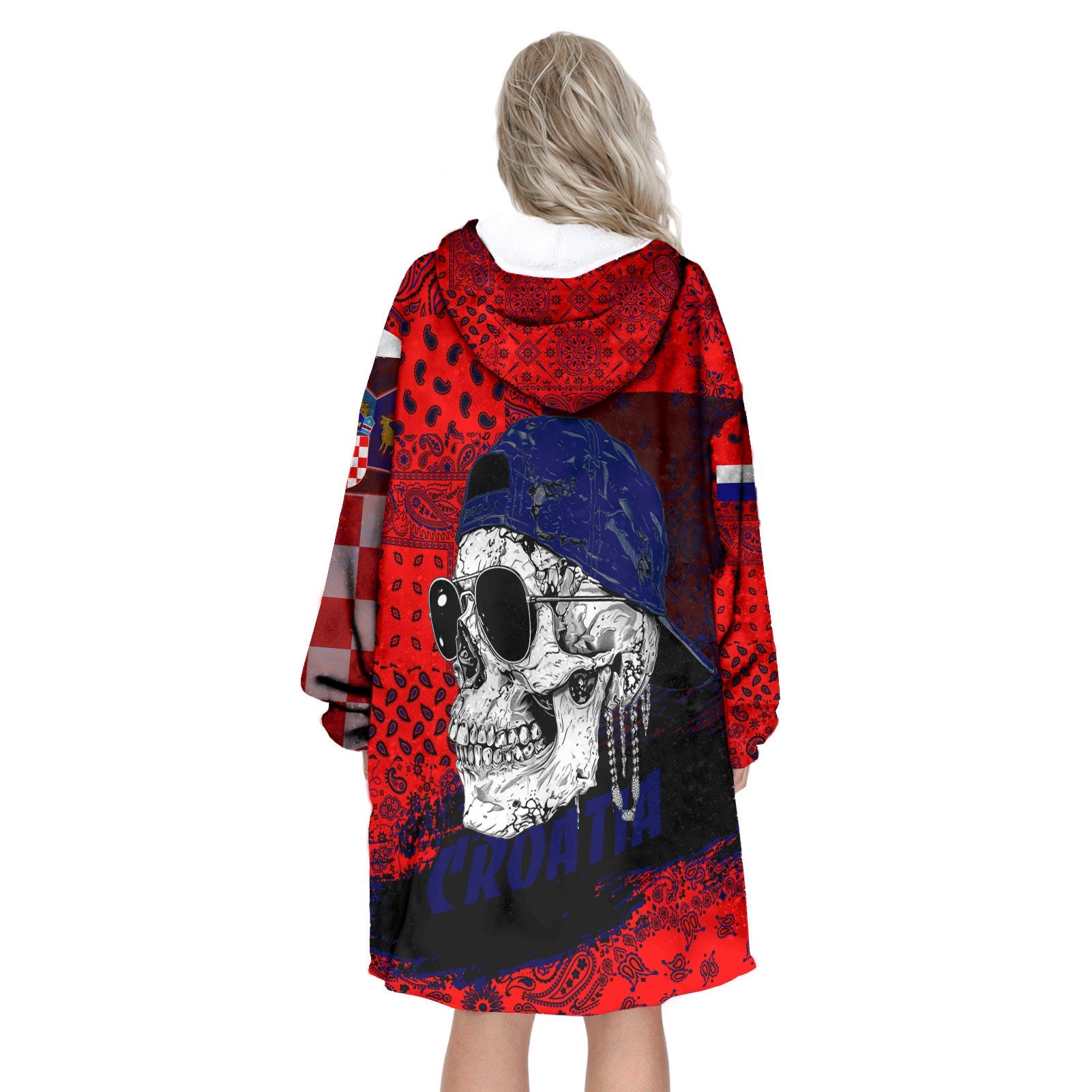 Croatia Hoodie Blanket Paisley Flag And Skull Style 3