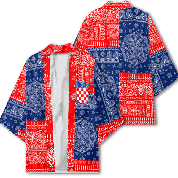 Croatia Kimono Flag And Paisley Basic Style 1