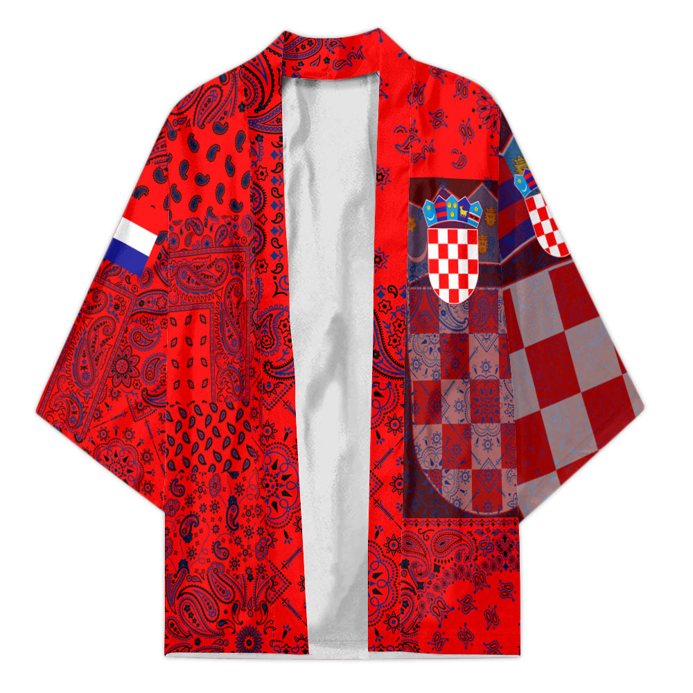 Croatia Kimono Paisley Flag And Skull Style 1