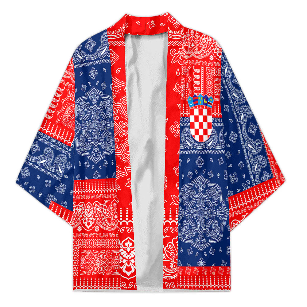 Croatia Kimono Flag And Paisley Basic Style 2