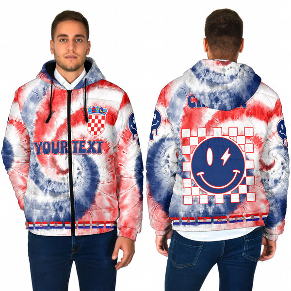 Croatia Men Hooded Padded Jacket Custom Tie Dye Style 1