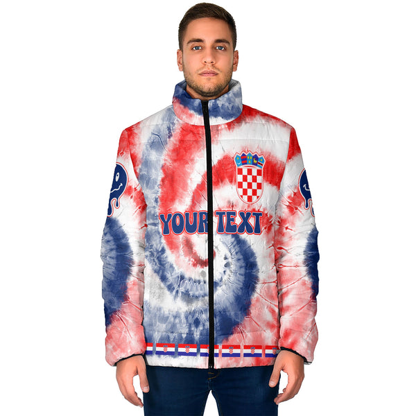 Croatia Men Padded Jacket Custom Tie Dye Style 1