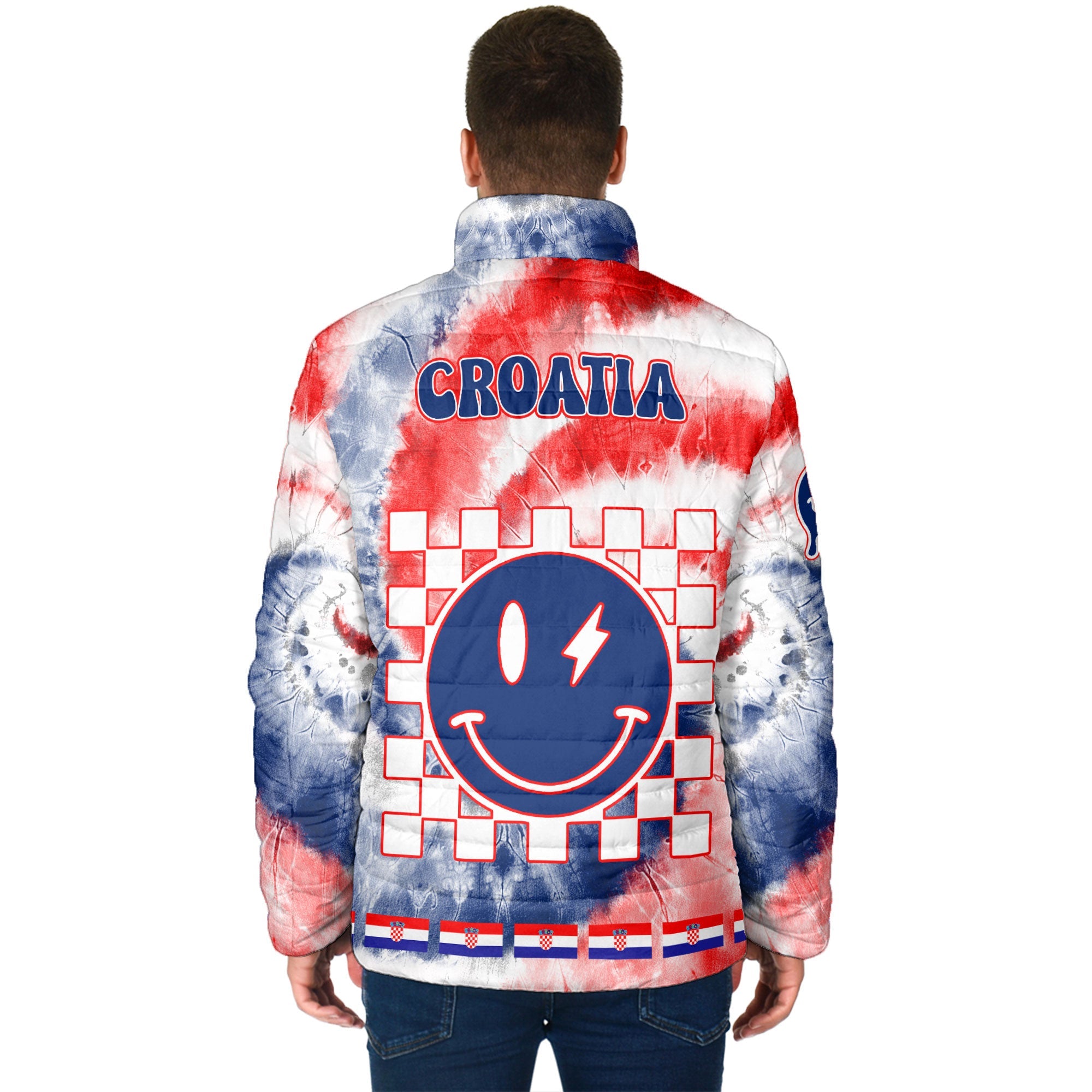 Croatia Men Padded Jacket Custom Tie Dye Style 2