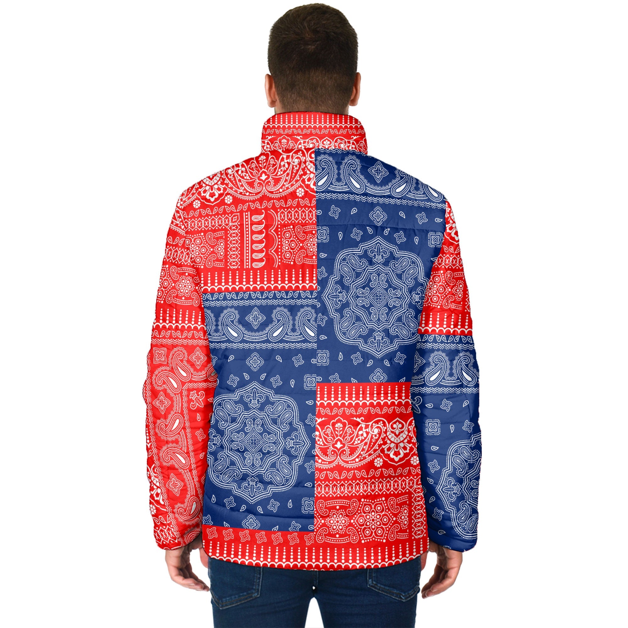 Croatia Men Padded Jacket Flag And Paisley Basic Style 2