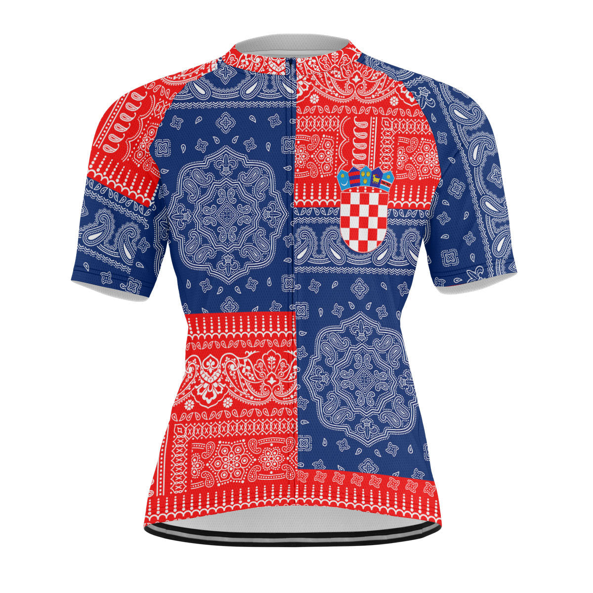 Croatia Men Cycling Jersey Flag And Paisley Basic Style 1