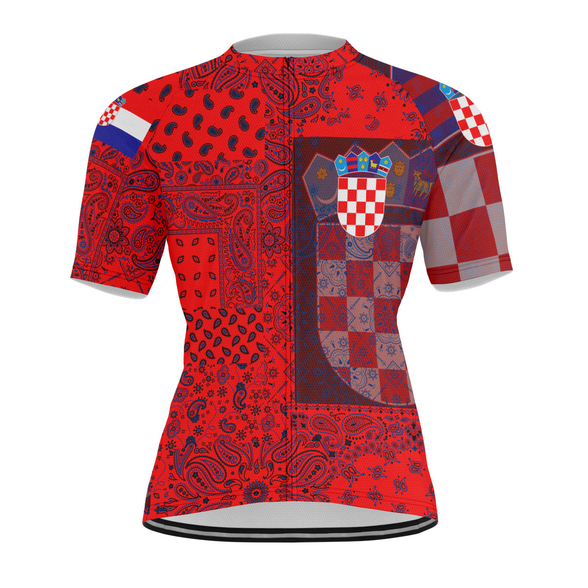 Croatia Men Cycling Jersey Paisley Flag And Skull Style 1