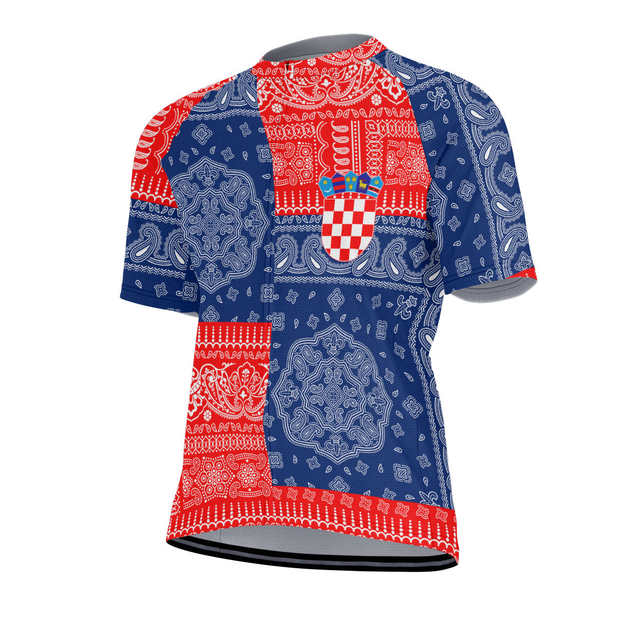 Croatia Men Cycling Jersey Flag And Paisley Basic Style 2