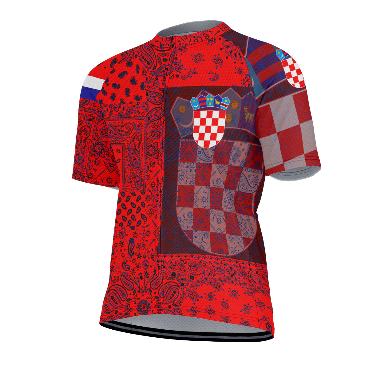 Croatia Men Cycling Jersey Paisley Flag And Skull Style 2