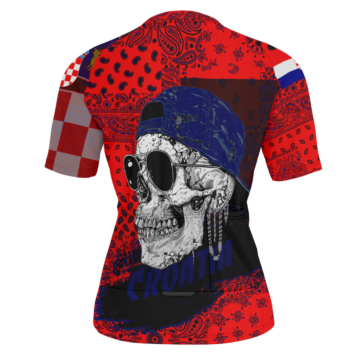 Croatia Men Cycling Jersey Paisley Flag And Skull Style 3