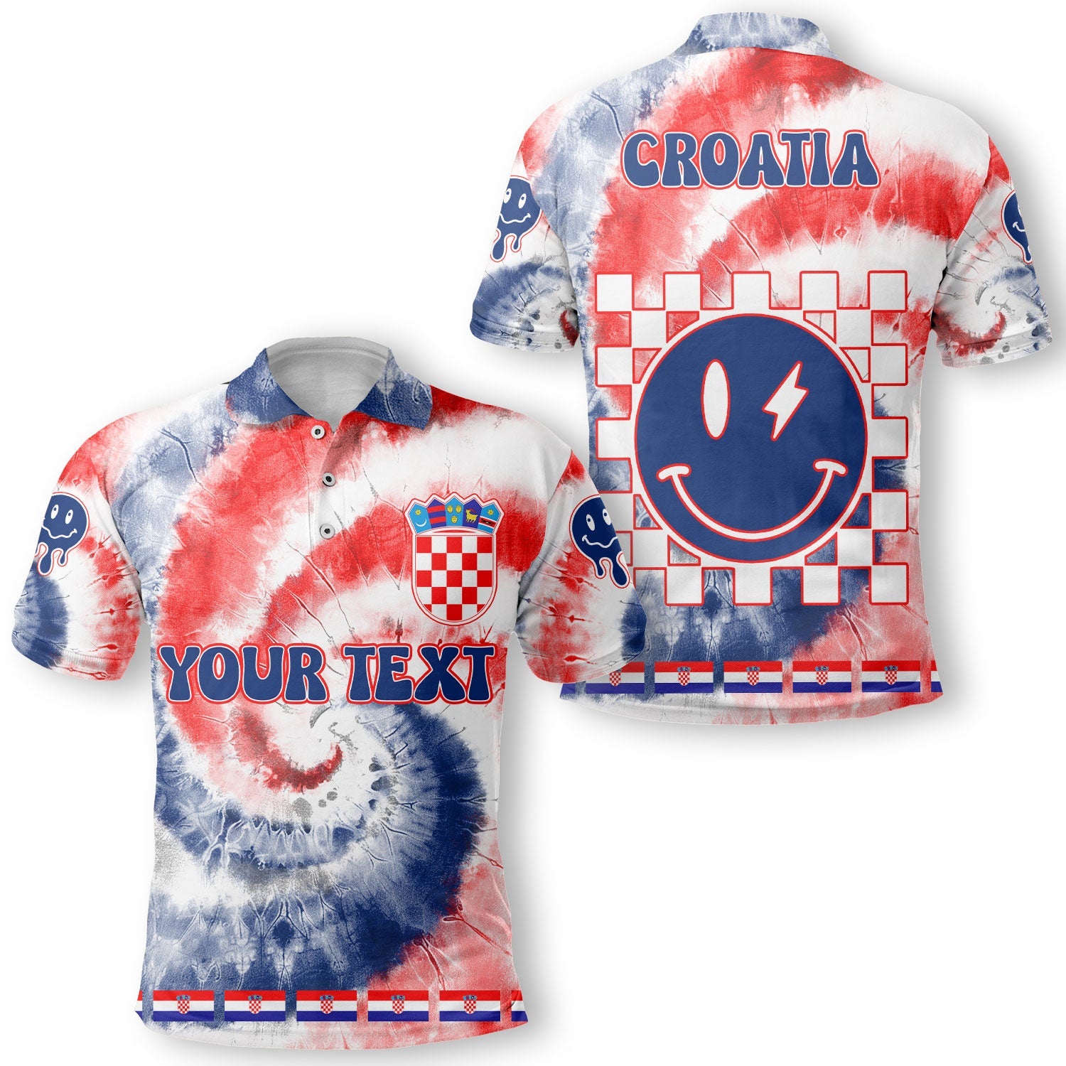 Croatia Polo Shirt Custom Tie Dye Style 1