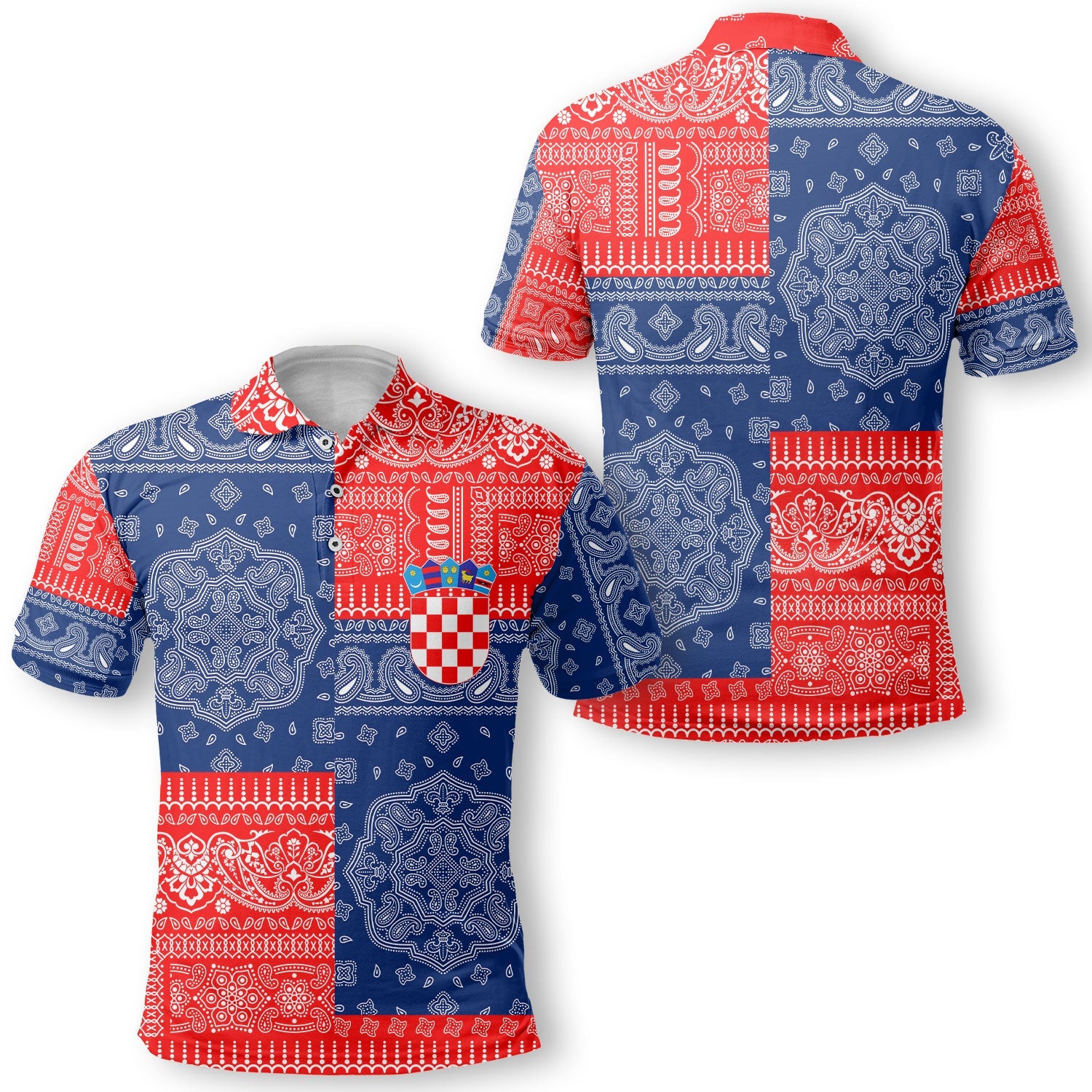 Croatia Polo Shirt Flag And Paisley Basic Style 1