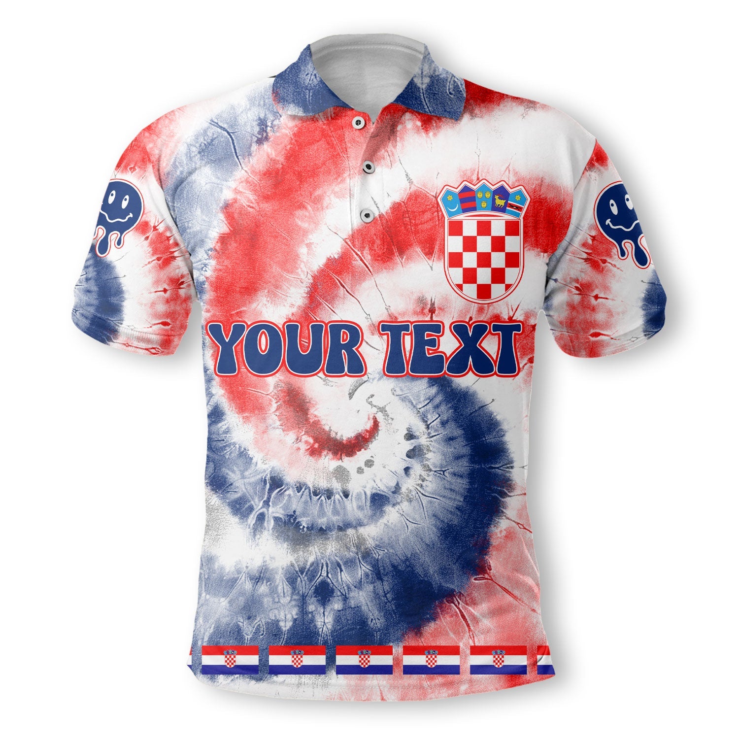 Croatia Polo Shirt Custom Tie Dye Style 2