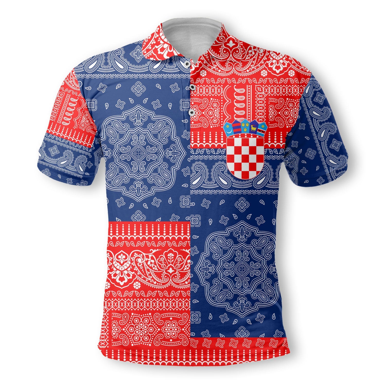 Croatia Polo Shirt Flag And Paisley Basic Style 2