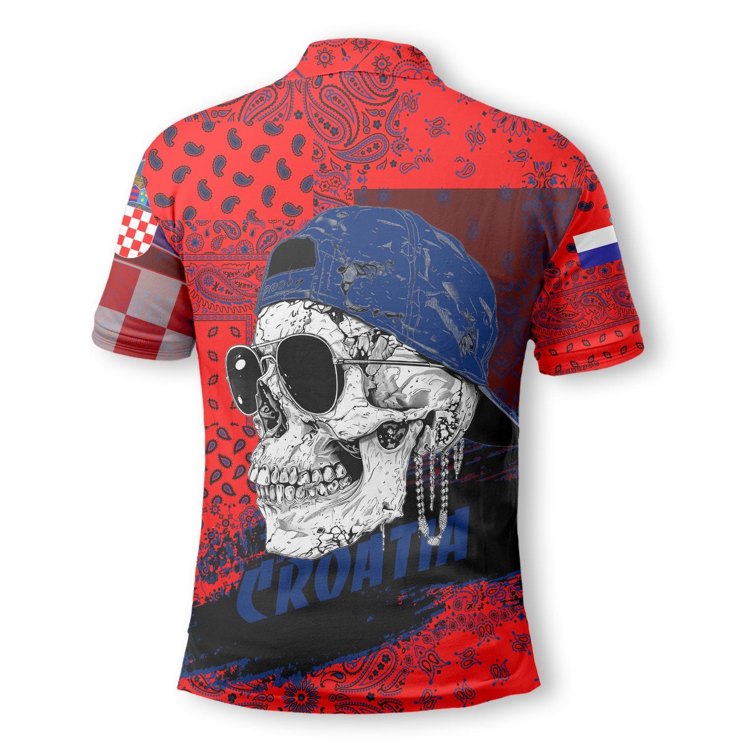 Croatia Polo Shirt Paisley Flag And Skull Style 3