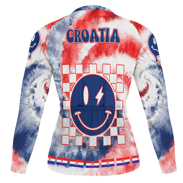 Croatia Raglan Men Cycling Jersey Long Sleeve Custom Tie Dye Style 1