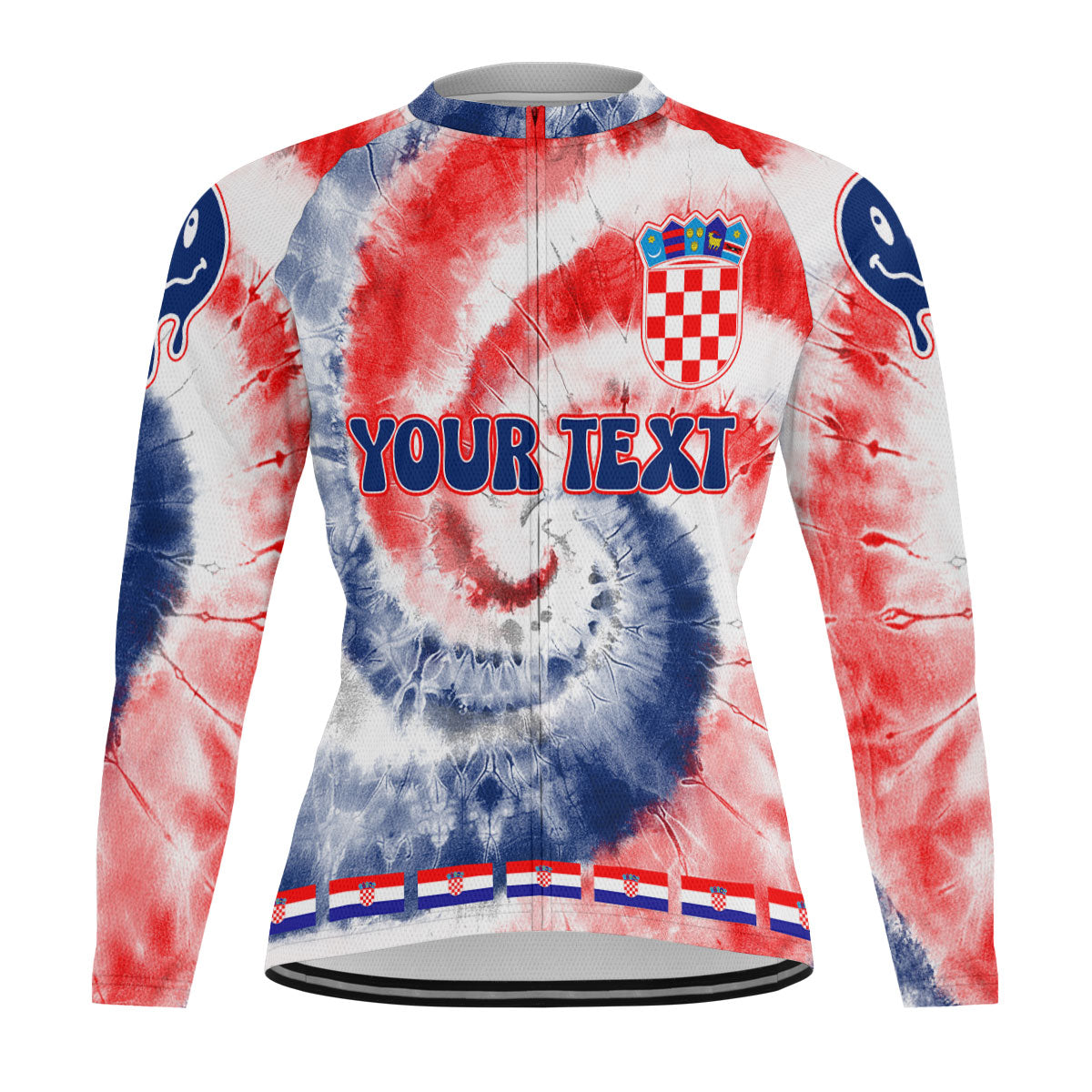 Croatia Raglan Men Cycling Jersey Long Sleeve Custom Tie Dye Style 2