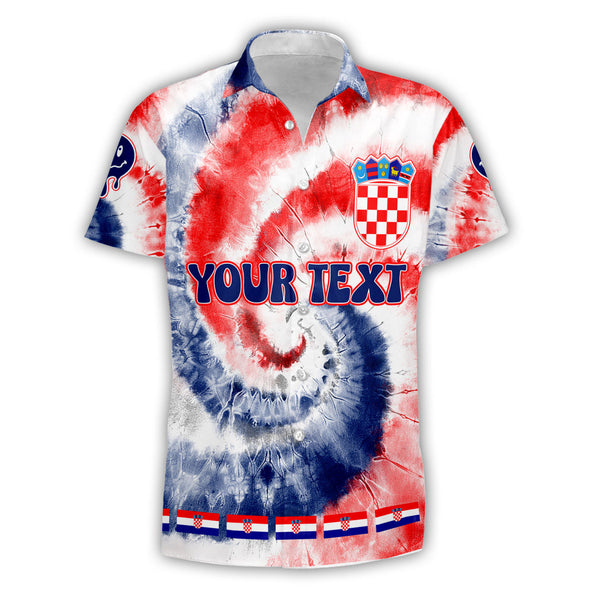 Croatia Short Sleeve Shirt Custom Tie Dye Style 1