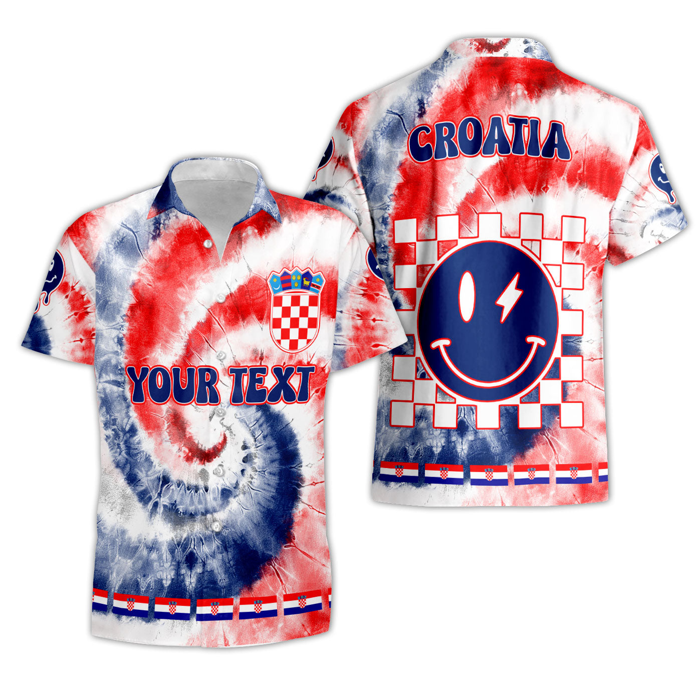 Croatia Short Sleeve Shirt Custom Tie Dye Style 3