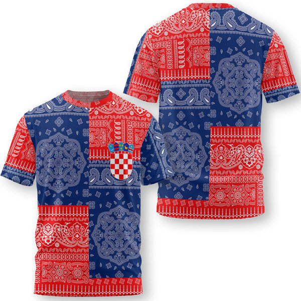 Croatia T Shirt Flag And Paisley Basic Style 1