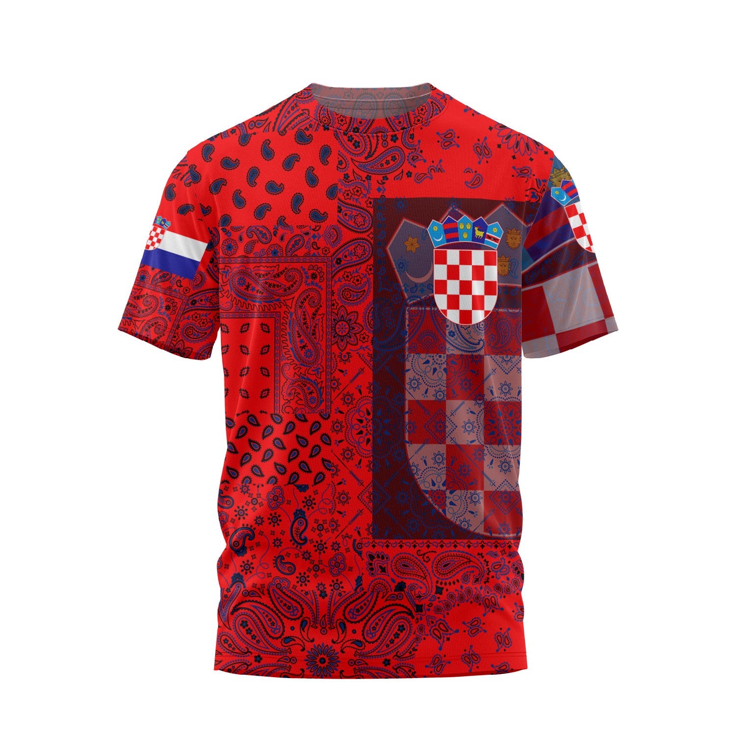 Croatia T Shirt Paisley Flag And Skull Style 1