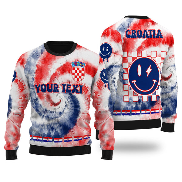 Croatia Ugly Sweater Custom Tie Dye Style 1