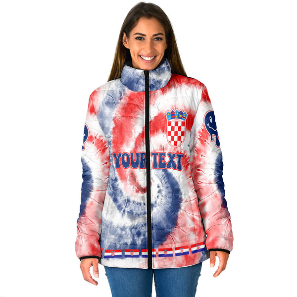 Croatia Women Padded Jacket Custom Tie Dye Style 1