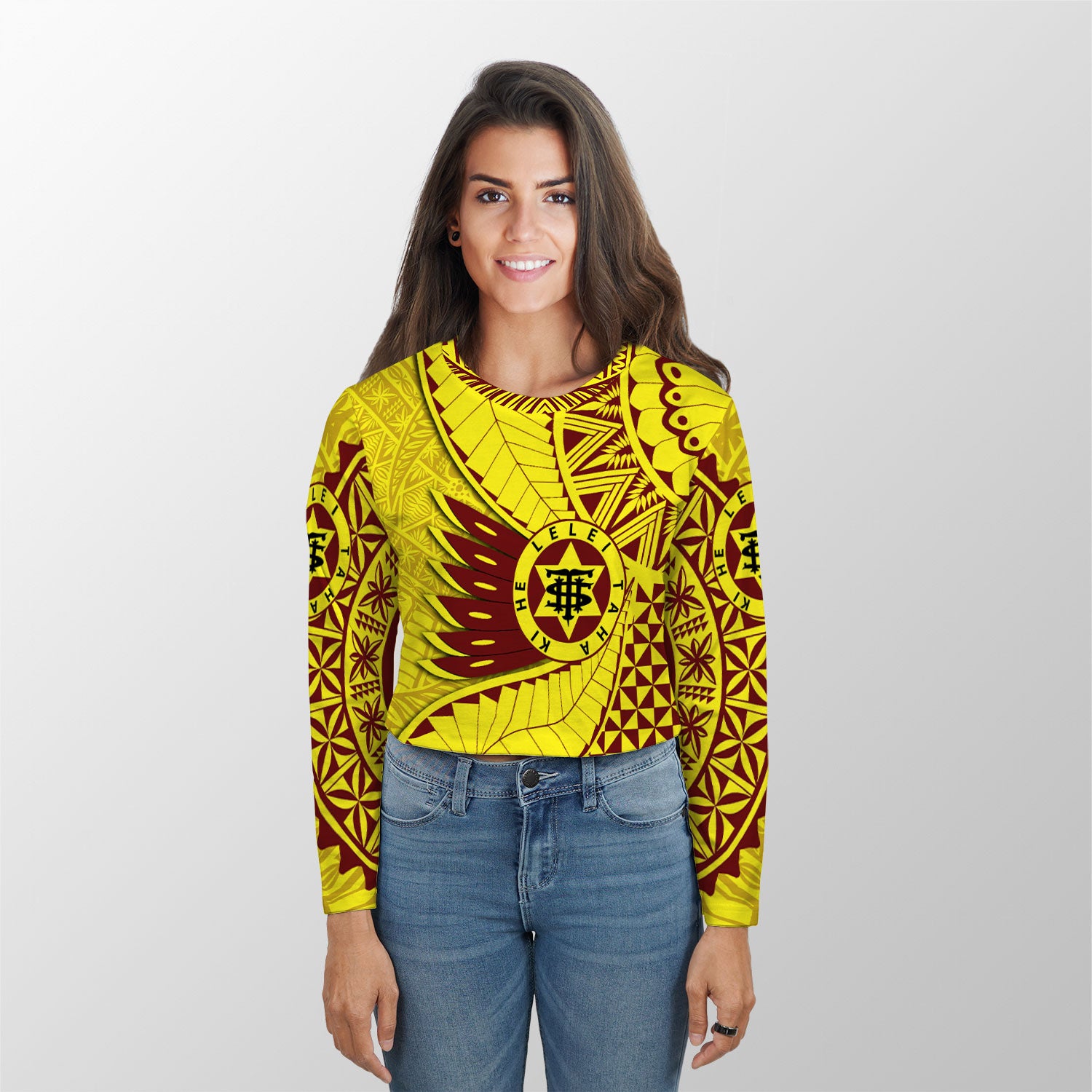 Custom Tonga High School Croptop Long T Shirt Tonga Golden Style