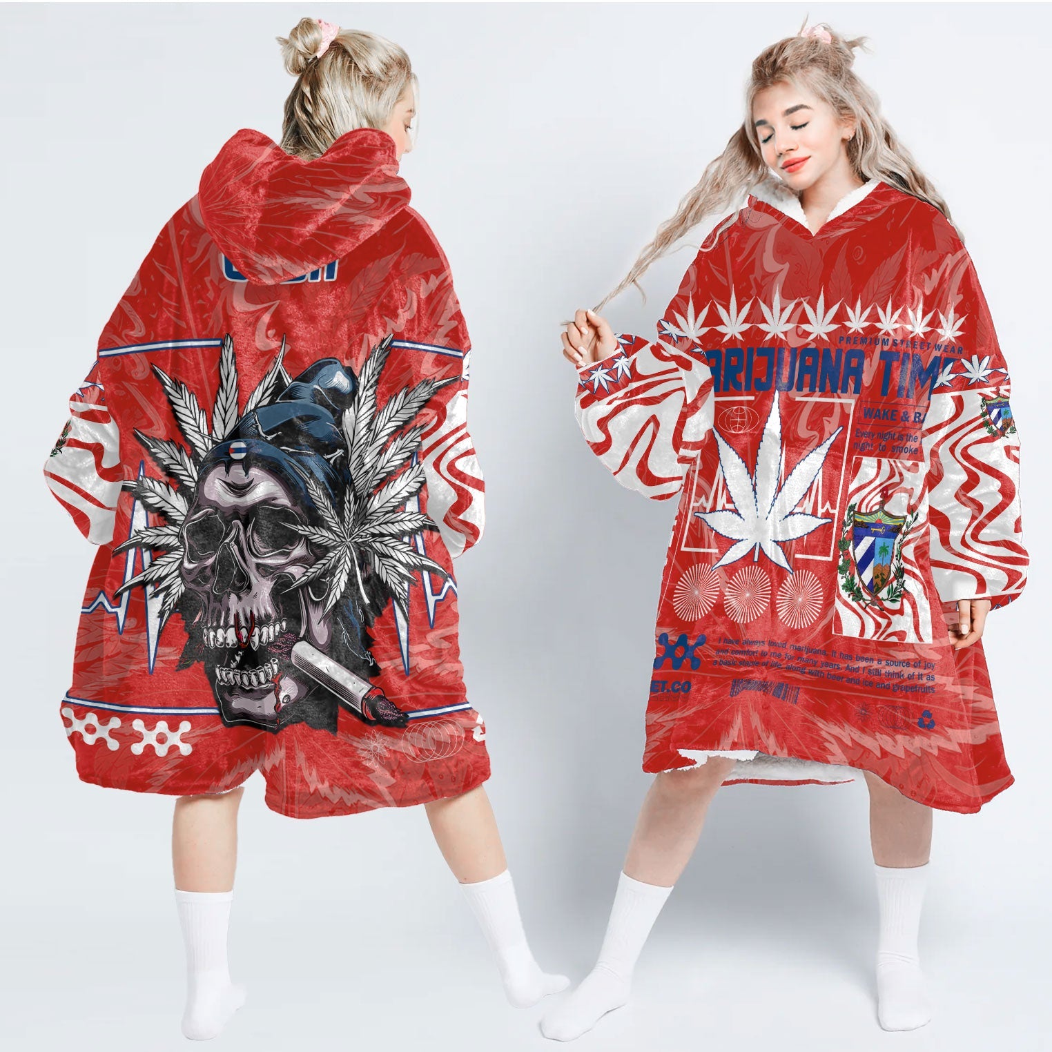 Cuba Snug Hoodie Flag & Coat Of Arms Marijuanas Style