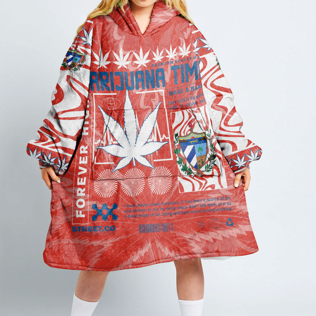 Cuba Snug Hoodie Flag & Coat Of Arms Marijuanas Style