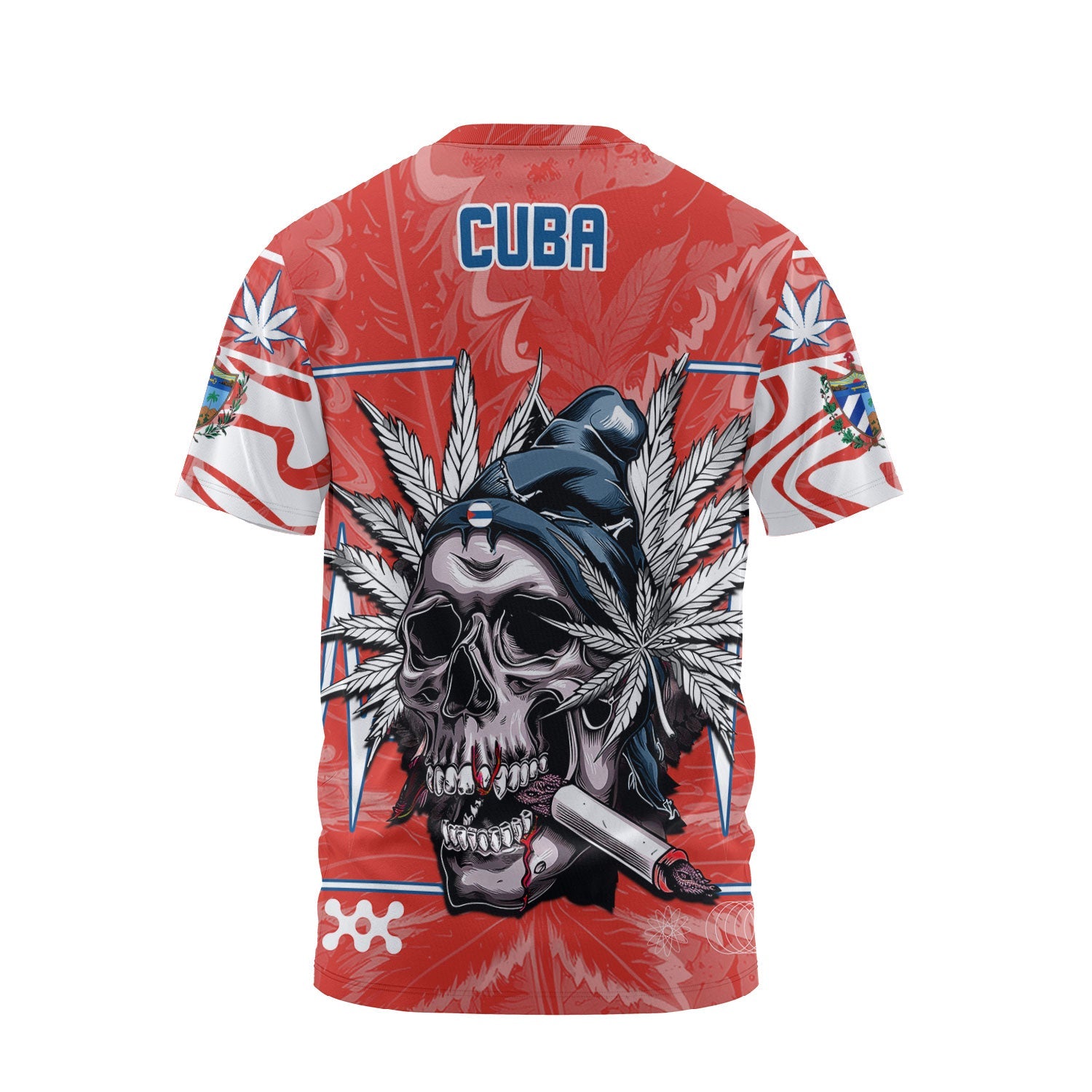 Cuba T Shirt Flag & Coat Of Arms Marijuanas Style