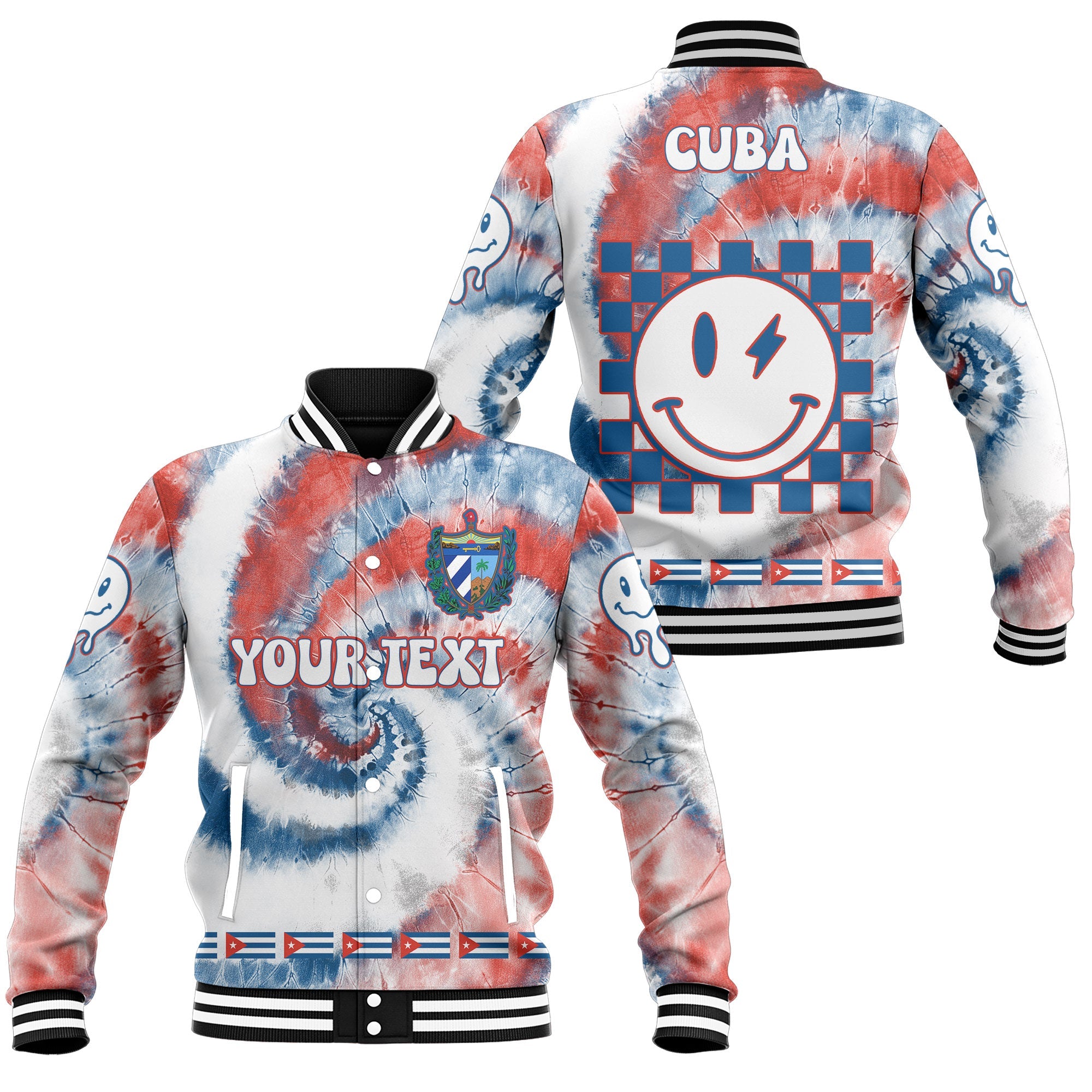 Cuba Baseball Jacket Custom Tie Dye Style 1