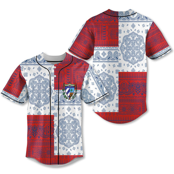 Cuba Baseball Jersey Flag And Paisley Basic Style 1