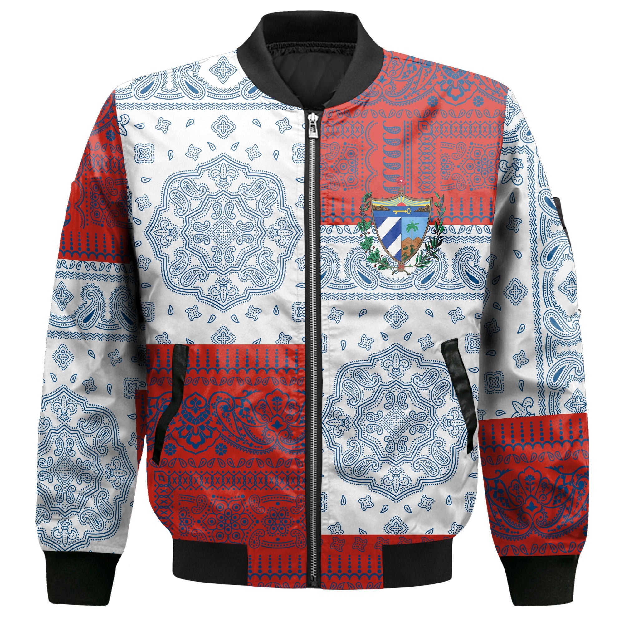 Cuba Bomber Jacket Flag And Paisley Basic Style 2