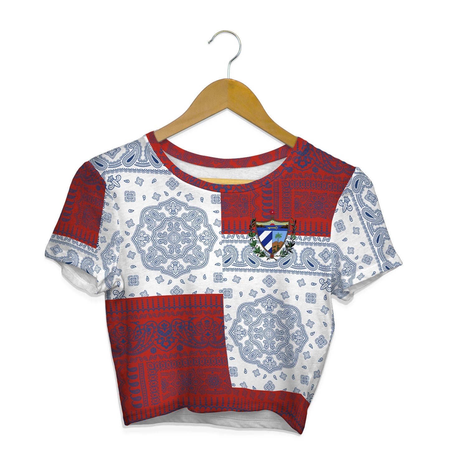 Cuba Croptop T Shirt Flag And Paisley Basic Style 1