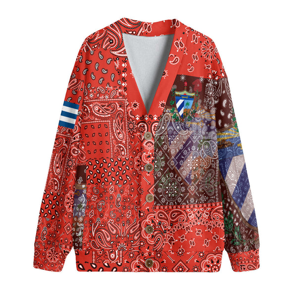 Cuba Fleece Cardigan Paisley Flag And Skull Style 1