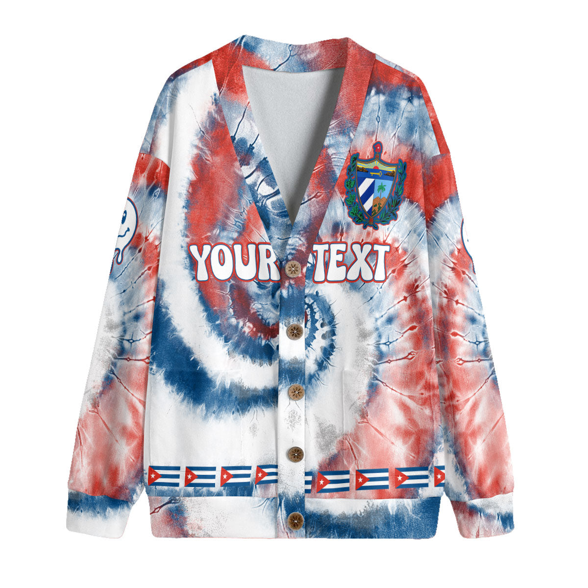 Cuba Fleece Cardigan Custom Tie Dye Style 2