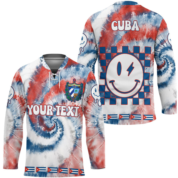 Cuba Hockey Jersey Custom Tie Dye Style 1