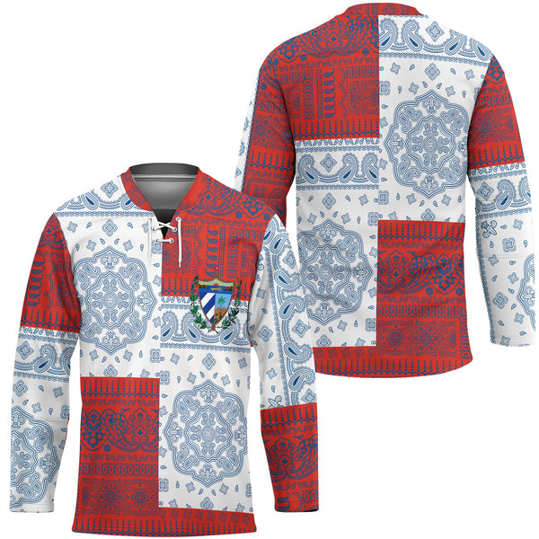 Cuba Hockey Jersey Flag And Paisley Basic Style 1