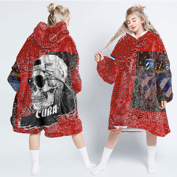 Cuba Hoodie Blanket Paisley Flag And Skull Style 1