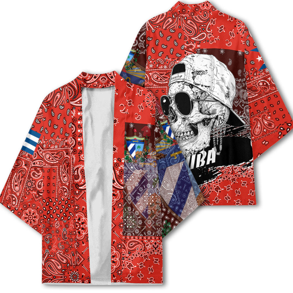 Cuba Kimono Paisley Flag And Skull Style 2