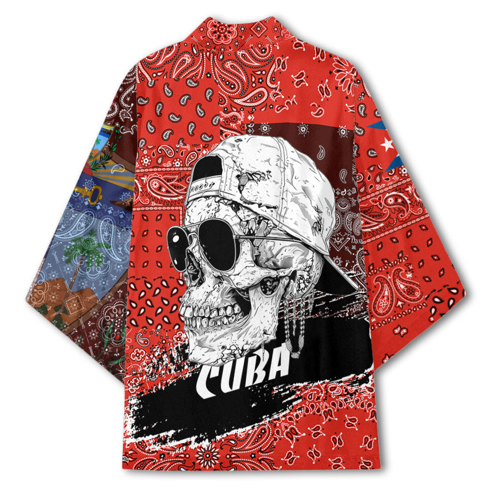 Cuba Kimono Paisley Flag And Skull Style 3