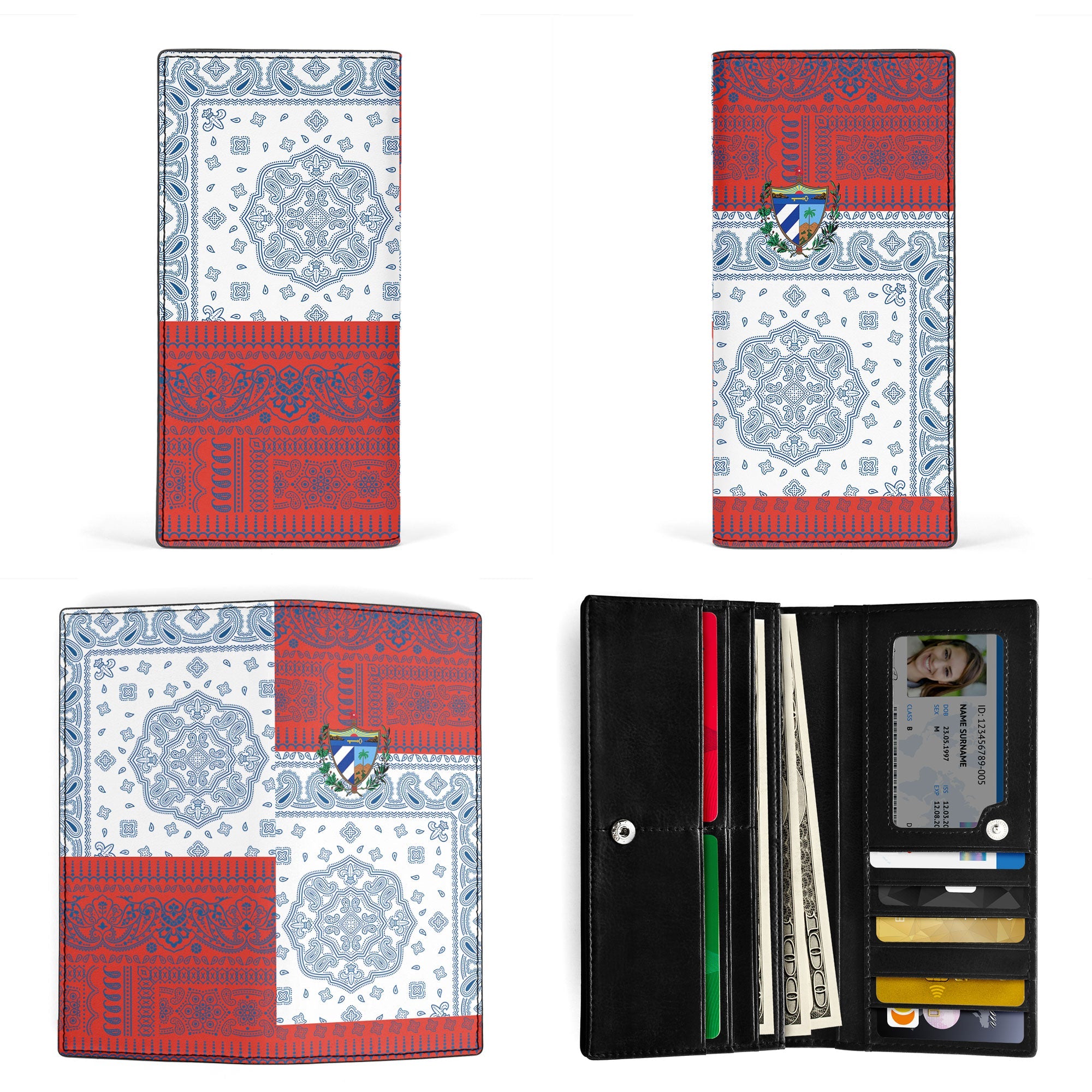 Cuba Leather Wallet Flag And Paisley Basic Style 3