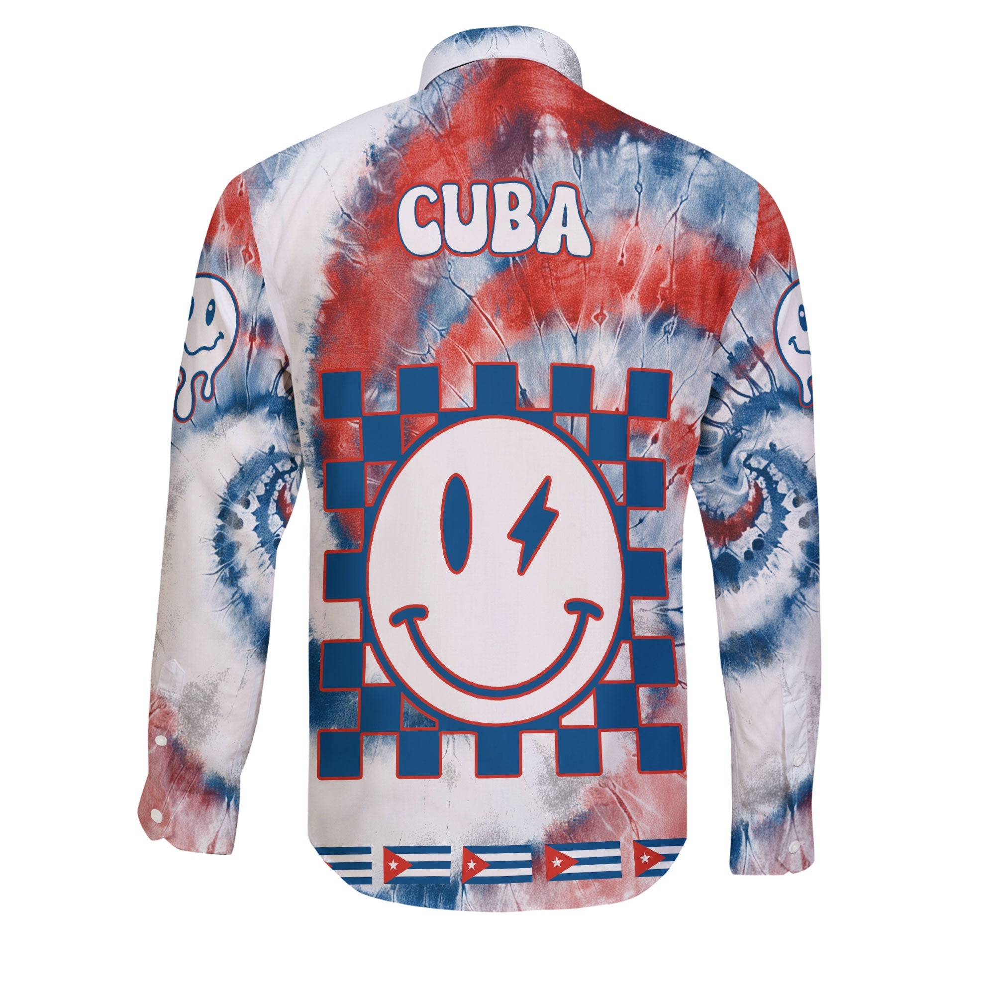 Cuba Long Sleeve Button Shirt Custom Tie Dye Style 2