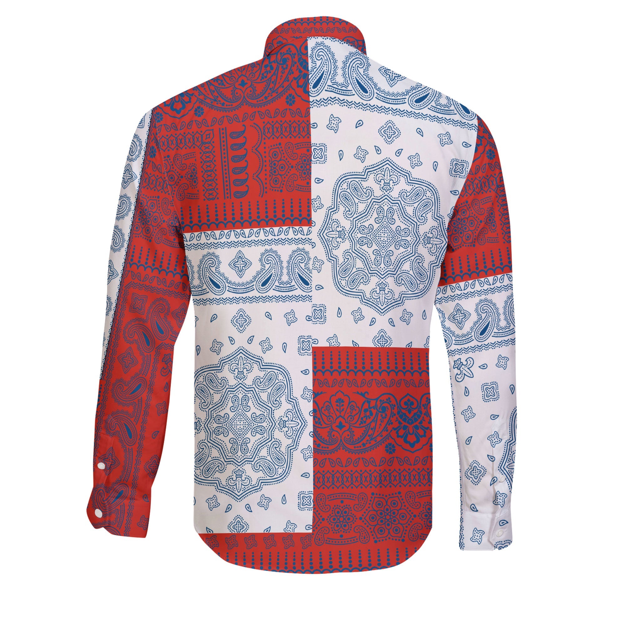 Cuba Long Sleeve Button Shirt Flag And Paisley Basic Style 2