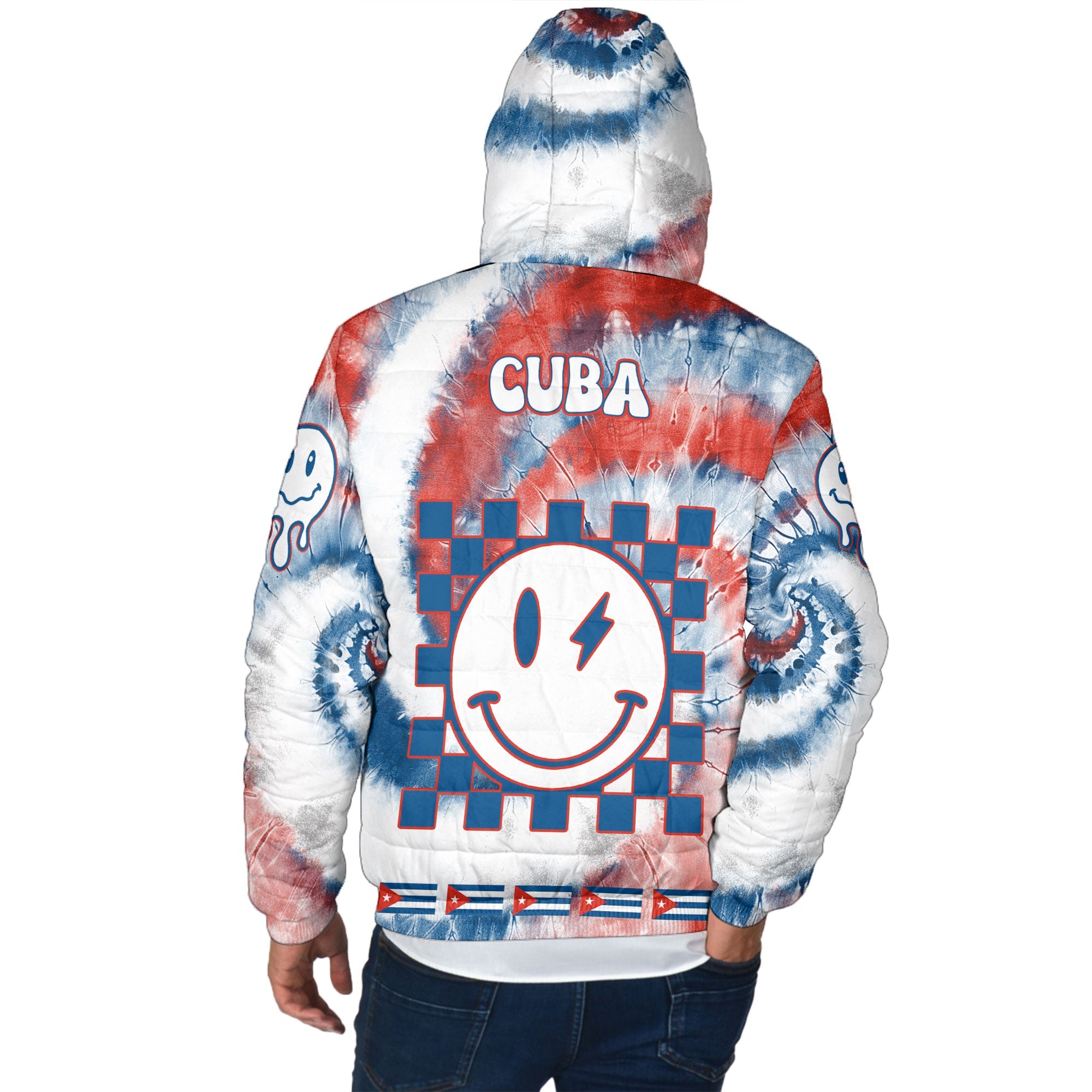 Cuba Men Hooded Padded Jacket Custom Tie Dye Style 3