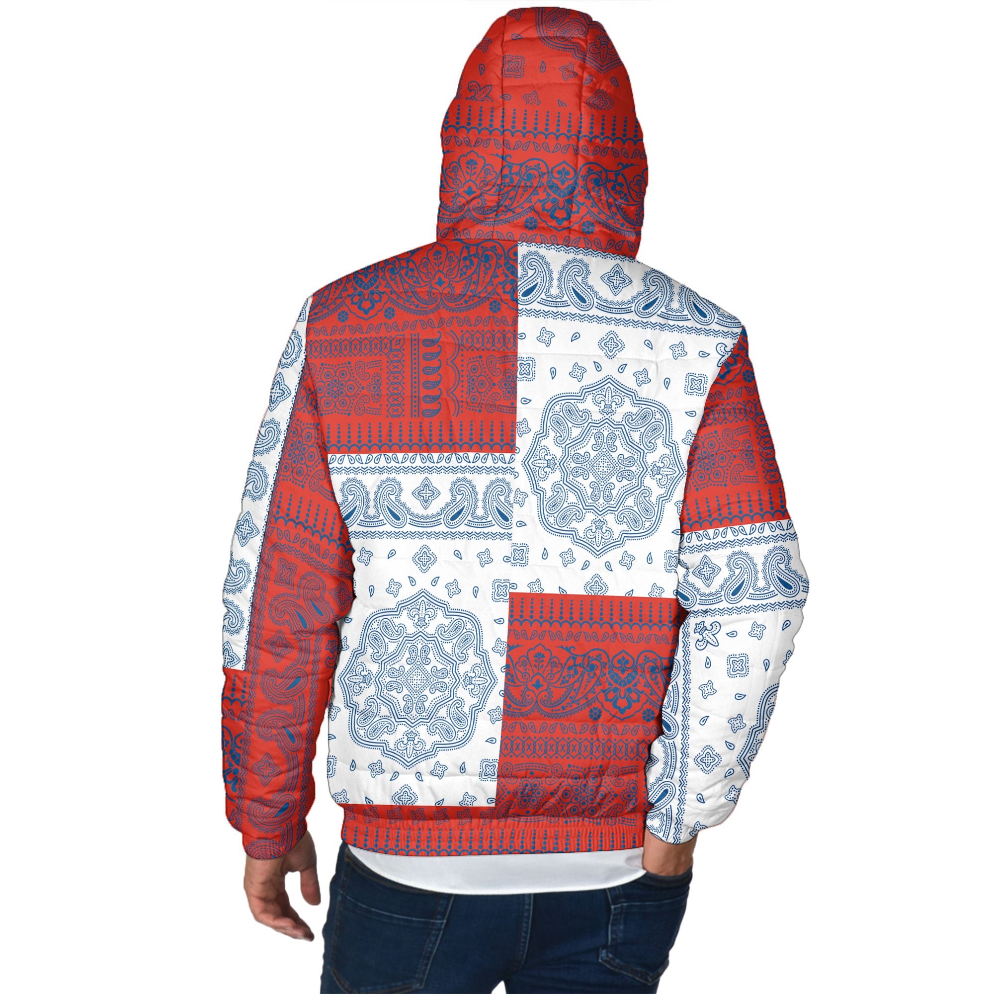 Cuba Men Hooded Padded Jacket Flag And Paisley Basic Style 3