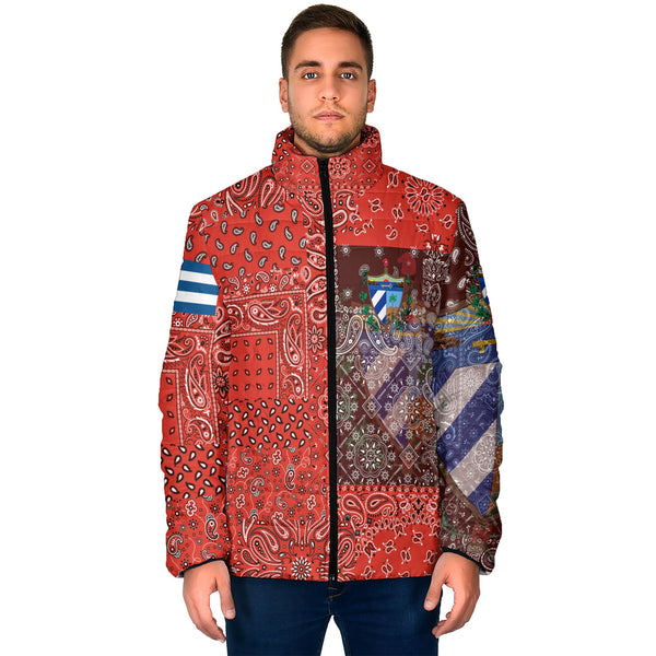 Cuba Men Padded Jacket Paisley Flag And Skull Style 1