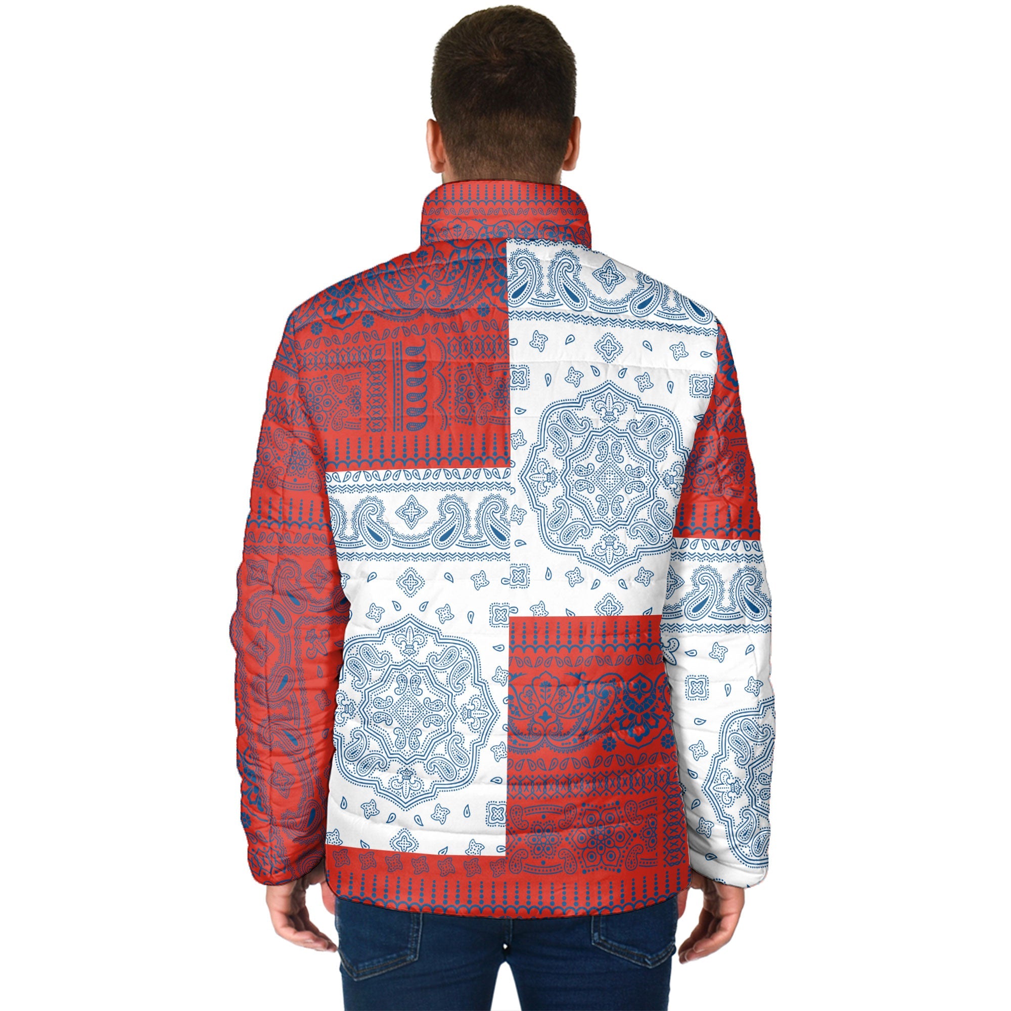 Cuba Men Padded Jacket Flag And Paisley Basic Style 2