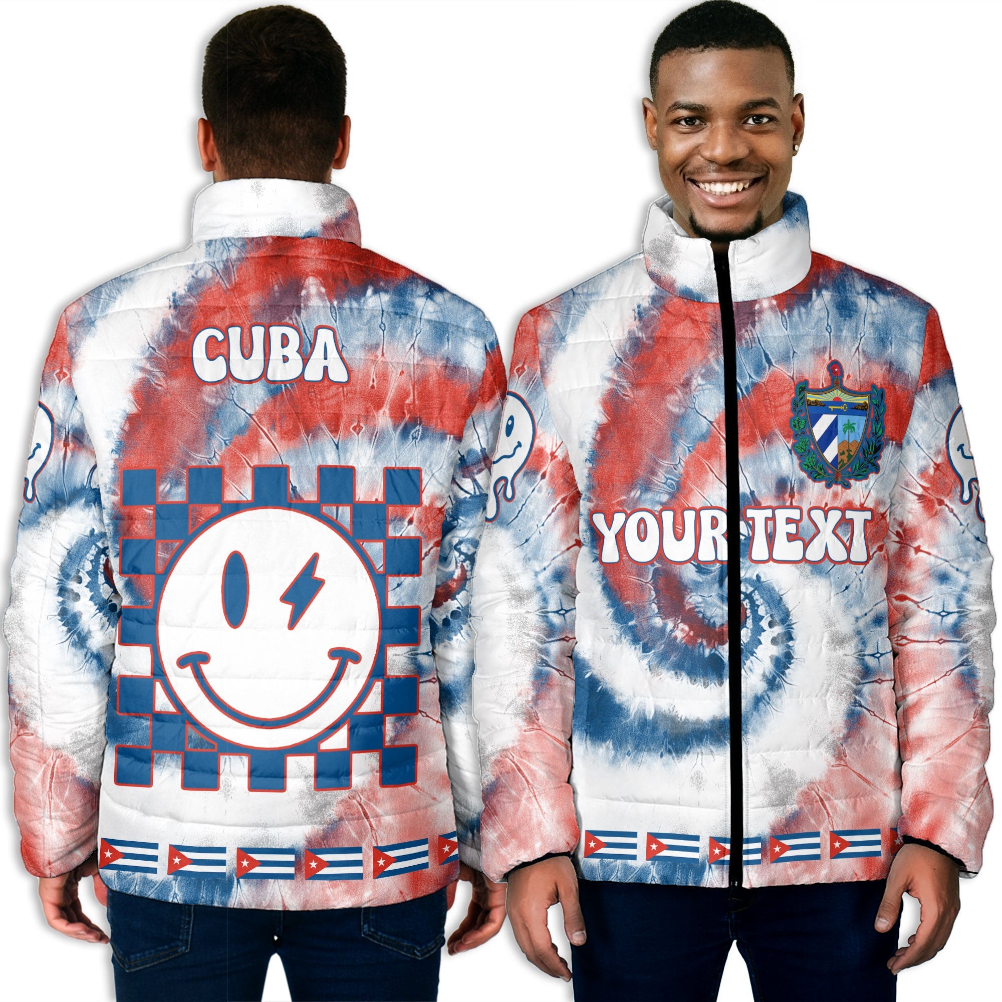 Cuba Men Padded Jacket Custom Tie Dye Style 3