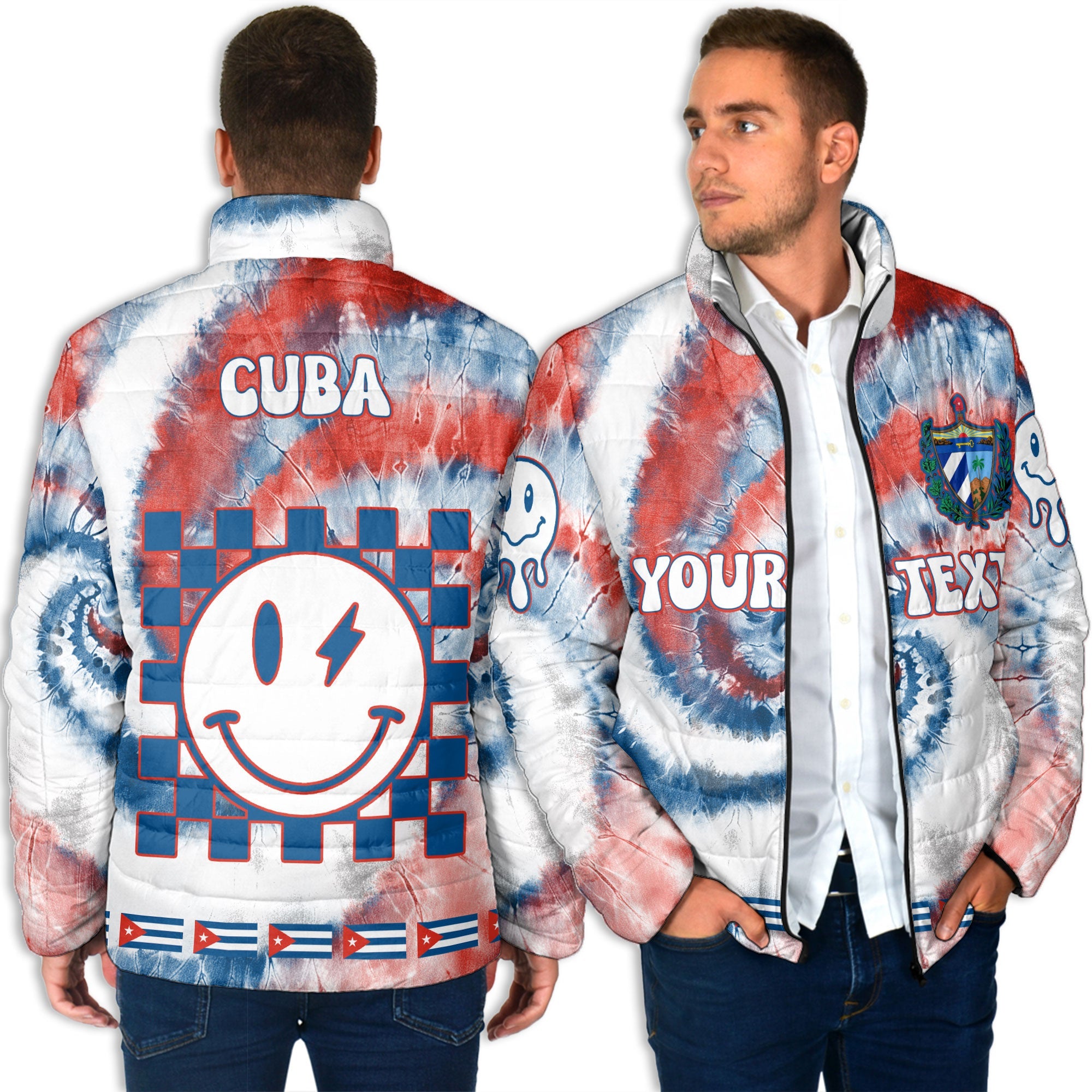 Cuba Men Padded Jacket Custom Tie Dye Style 4